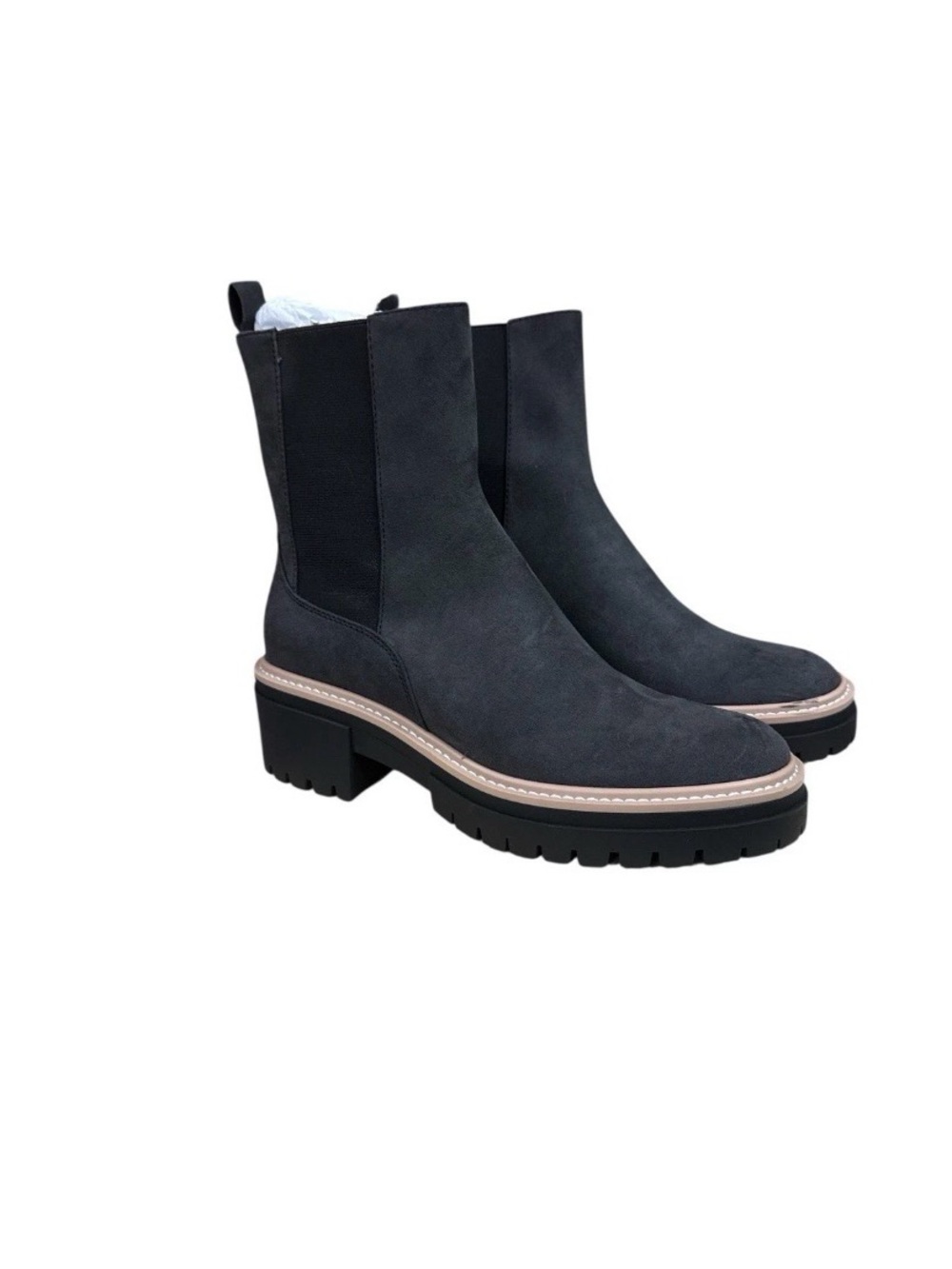 Open Edit from Nordstrom Pull On Grey Suede Chelsea Boots w/ Block Heel Size 8.5
